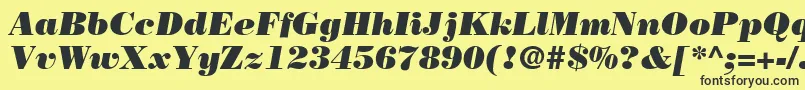 Fonte BodoniLtPosterItalic – fontes pretas em um fundo amarelo