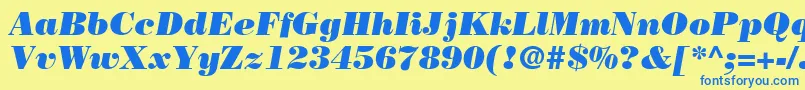 BodoniLtPosterItalic Font – Blue Fonts on Yellow Background