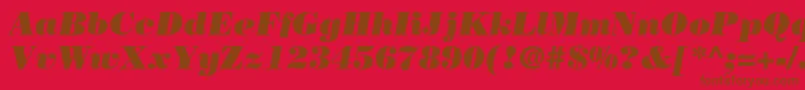 BodoniLtPosterItalic-Schriftart – Braune Schriften auf rotem Hintergrund
