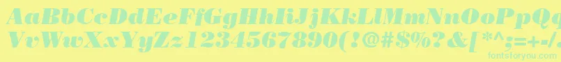 Fonte BodoniLtPosterItalic – fontes verdes em um fundo amarelo