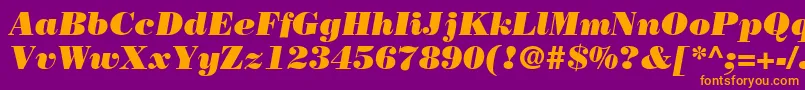 Fonte BodoniLtPosterItalic – fontes laranjas em um fundo violeta