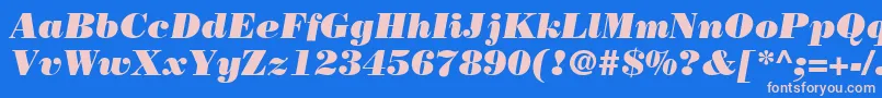 BodoniLtPosterItalic Font – Pink Fonts on Blue Background