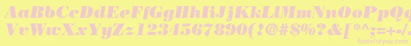 Fonte BodoniLtPosterItalic – fontes rosa em um fundo amarelo