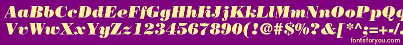 Fonte BodoniLtPosterItalic – fontes amarelas em um fundo roxo