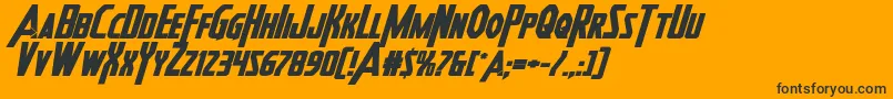 Шрифт Heroesassembleboldexpandital – чёрные шрифты на оранжевом фоне