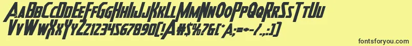 Шрифт Heroesassembleboldexpandital – чёрные шрифты на жёлтом фоне