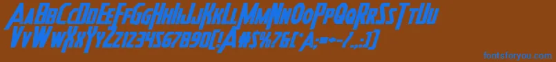 Heroesassembleboldexpandital Font – Blue Fonts on Brown Background