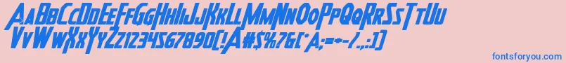 フォントHeroesassembleboldexpandital – ピンクの背景に青い文字