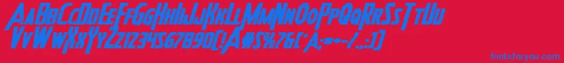 フォントHeroesassembleboldexpandital – 赤い背景に青い文字