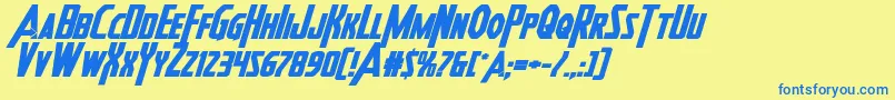 Heroesassembleboldexpandital Font – Blue Fonts on Yellow Background