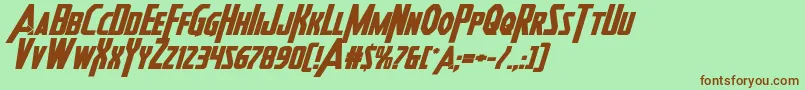 Heroesassembleboldexpandital Font – Brown Fonts on Green Background