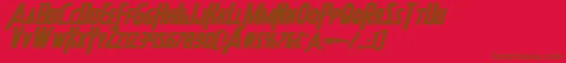 Czcionka Heroesassembleboldexpandital – brązowe czcionki na czerwonym tle