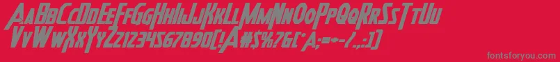 フォントHeroesassembleboldexpandital – 赤い背景に灰色の文字