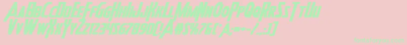フォントHeroesassembleboldexpandital – ピンクの背景に緑の文字