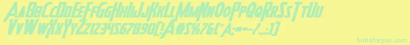 Heroesassembleboldexpandital Font – Green Fonts on Yellow Background