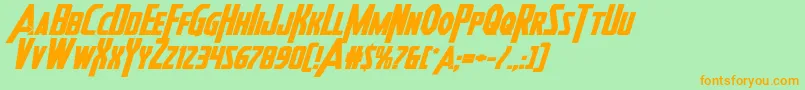 Heroesassembleboldexpandital-Schriftart – Orangefarbene Schriften auf grünem Hintergrund