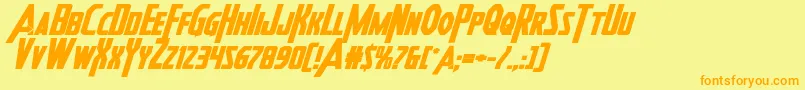 Heroesassembleboldexpandital-Schriftart – Orangefarbene Schriften auf gelbem Hintergrund