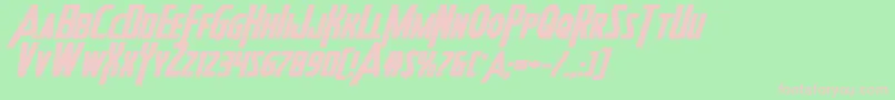 フォントHeroesassembleboldexpandital – 緑の背景にピンクのフォント