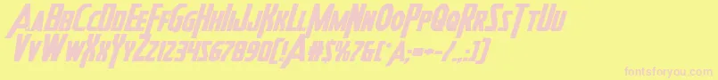 Heroesassembleboldexpandital-fontti – vaaleanpunaiset fontit keltaisella taustalla