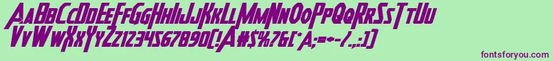 Шрифт Heroesassembleboldexpandital – фиолетовые шрифты на зелёном фоне