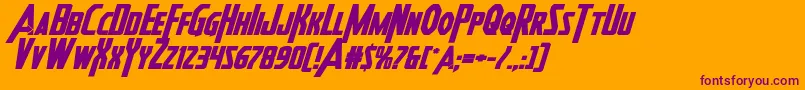 フォントHeroesassembleboldexpandital – オレンジの背景に紫のフォント