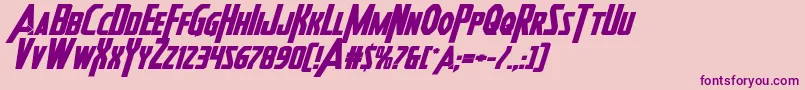 フォントHeroesassembleboldexpandital – ピンクの背景に紫のフォント