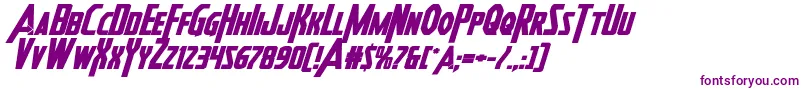 フォントHeroesassembleboldexpandital – 白い背景に紫のフォント