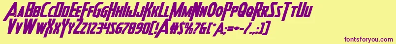 Шрифт Heroesassembleboldexpandital – фиолетовые шрифты на жёлтом фоне
