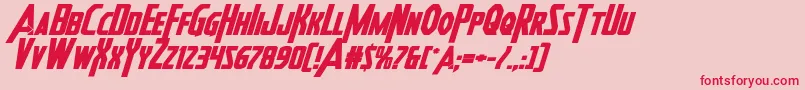 フォントHeroesassembleboldexpandital – ピンクの背景に赤い文字