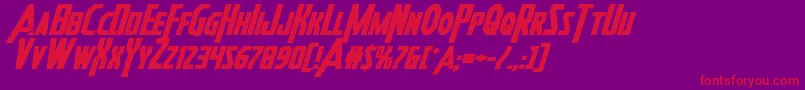 フォントHeroesassembleboldexpandital – 紫の背景に赤い文字