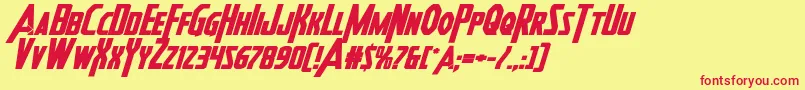 フォントHeroesassembleboldexpandital – 赤い文字の黄色い背景