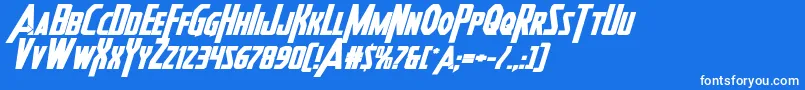 Шрифт Heroesassembleboldexpandital – белые шрифты на синем фоне