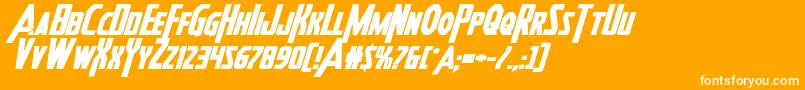 Heroesassembleboldexpandital-Schriftart – Weiße Schriften auf orangefarbenem Hintergrund