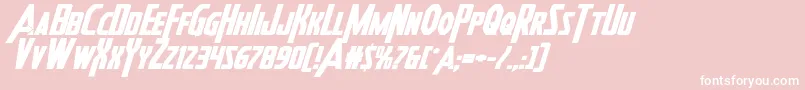 Heroesassembleboldexpandital-Schriftart – Weiße Schriften auf rosa Hintergrund