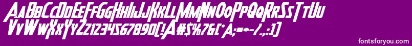 フォントHeroesassembleboldexpandital – 紫の背景に白い文字