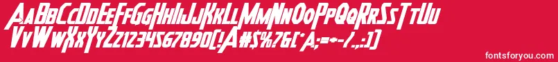 フォントHeroesassembleboldexpandital – 赤い背景に白い文字