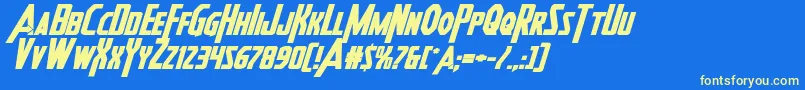 Heroesassembleboldexpandital Font – Yellow Fonts on Blue Background