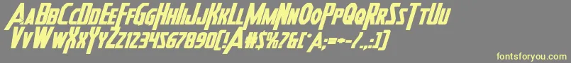 Heroesassembleboldexpandital-Schriftart – Gelbe Schriften auf grauem Hintergrund