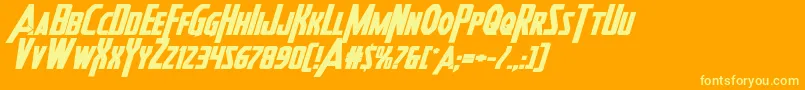 Heroesassembleboldexpandital-Schriftart – Gelbe Schriften auf orangefarbenem Hintergrund