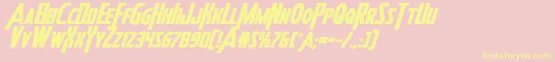 Heroesassembleboldexpandital-fontti – keltaiset fontit vaaleanpunaisella taustalla