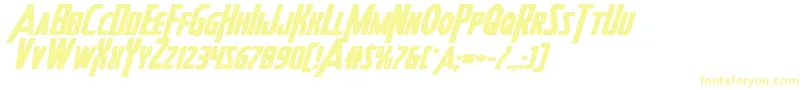 Heroesassembleboldexpandital-Schriftart – Gelbe Schriften auf weißem Hintergrund
