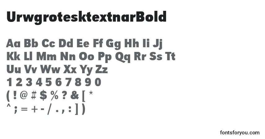 Шрифт UrwgrotesktextnarBold – алфавит, цифры, специальные символы