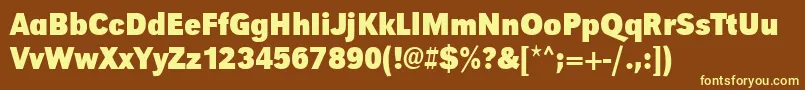 UrwgrotesktextnarBold-Schriftart – Gelbe Schriften auf braunem Hintergrund