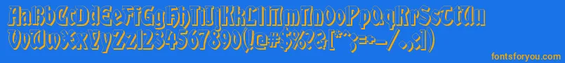 フォントGlobusShadow – オレンジ色の文字が青い背景にあります。