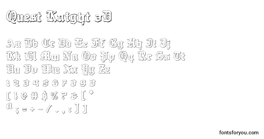 Шрифт Quest Knight 3D – алфавит, цифры, специальные символы
