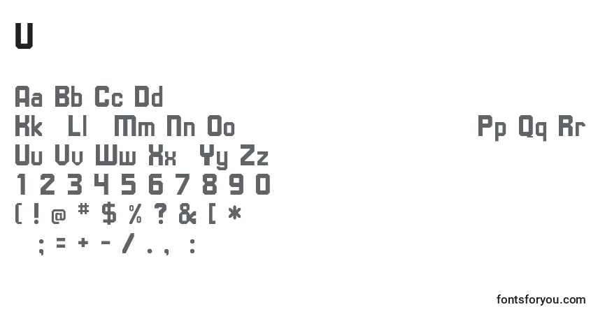 Schriftart Upsilon – Alphabet, Zahlen, spezielle Symbole