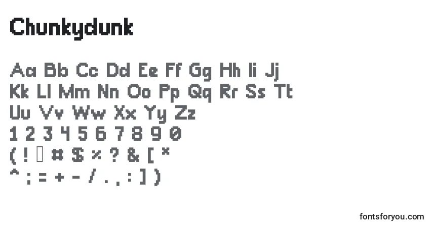 Czcionka Chunkydunk – alfabet, cyfry, specjalne znaki