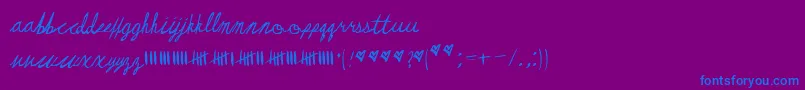 Mayqueen-Schriftart – Blaue Schriften auf violettem Hintergrund