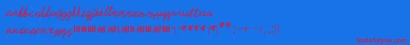 Mayqueen-Schriftart – Rote Schriften auf blauem Hintergrund