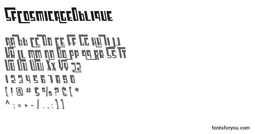 Шрифт SfCosmicAgeOblique – алфавит, цифры, специальные символы